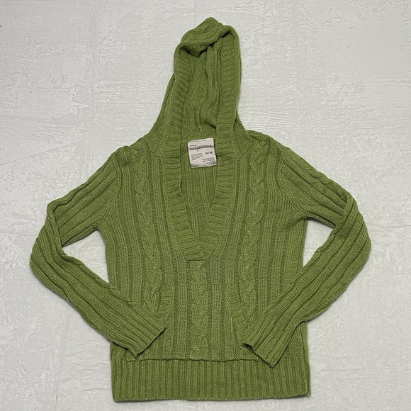 Aeropostale Sweaters - Vintage Y2K Aeropostale Hooded Button Up VNeck Cable Knit Kangaroo Pocket Medium